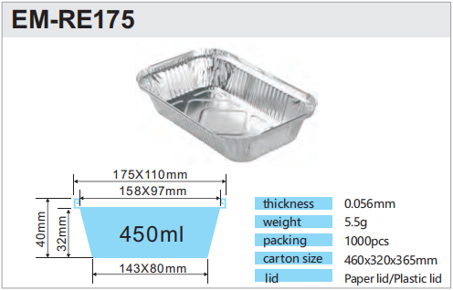 450ml foil container 