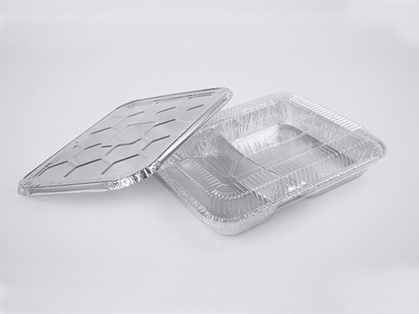 2 cavities aluminum foil food container